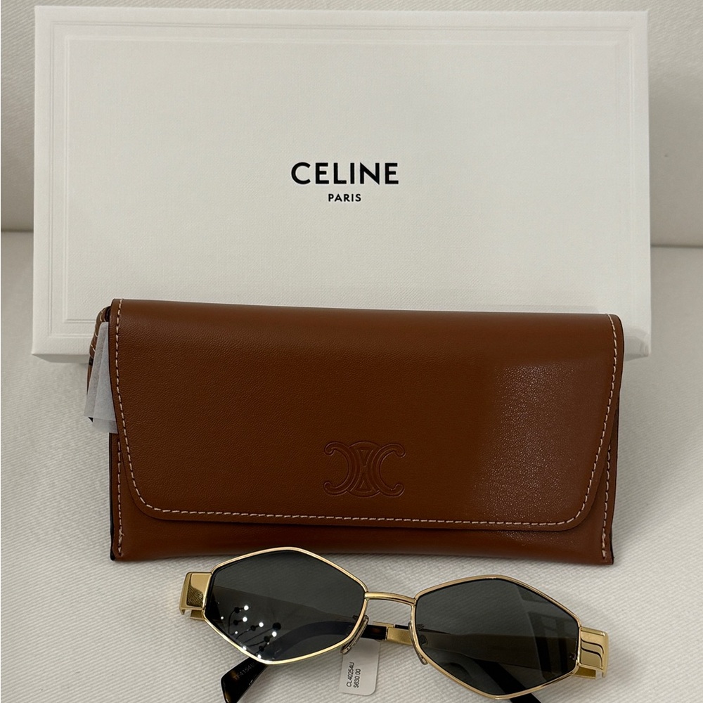 BRAND NEW Celine gold triomphe Sunglasses with Case